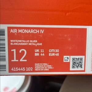 Nike Air Monarch IV White and Metallic Silver Shoes